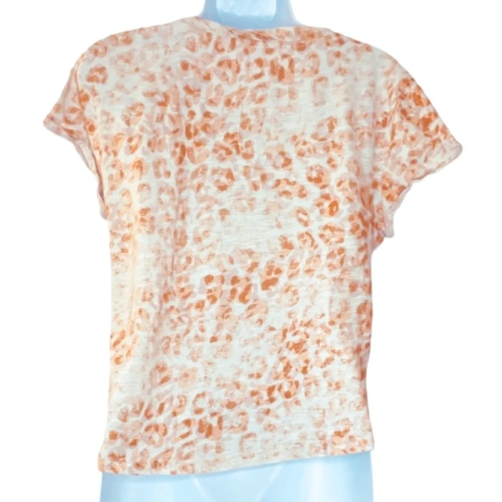 Pilcro by Anthropologie Orange/Cream Paisley Scoop Neck Short Sleeve Top. Size M